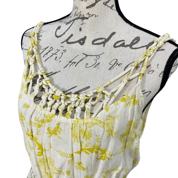 O’Neill Boho Sleeveless Sundress Yellow Green Floral Fit & Flare Mini Dress - Picture 2 of 9